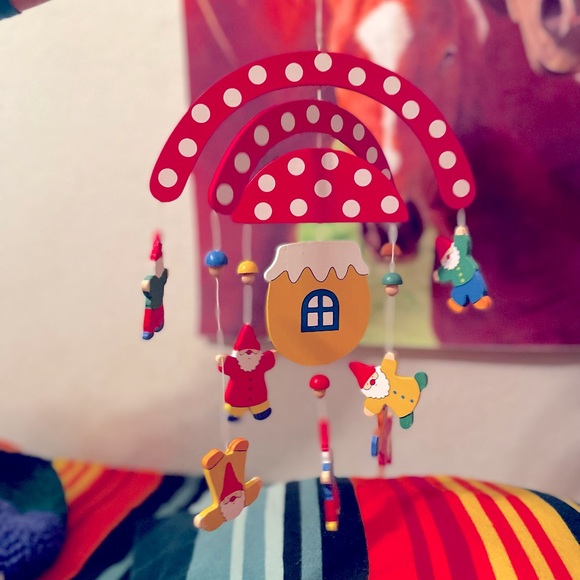 Other - Wooden Mushroom Gnome Baby Mobile Made in Germany 🍄❤️🌲